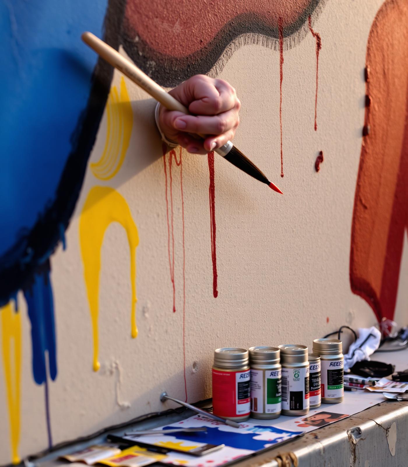 Seniman entom.mural sedang melukis